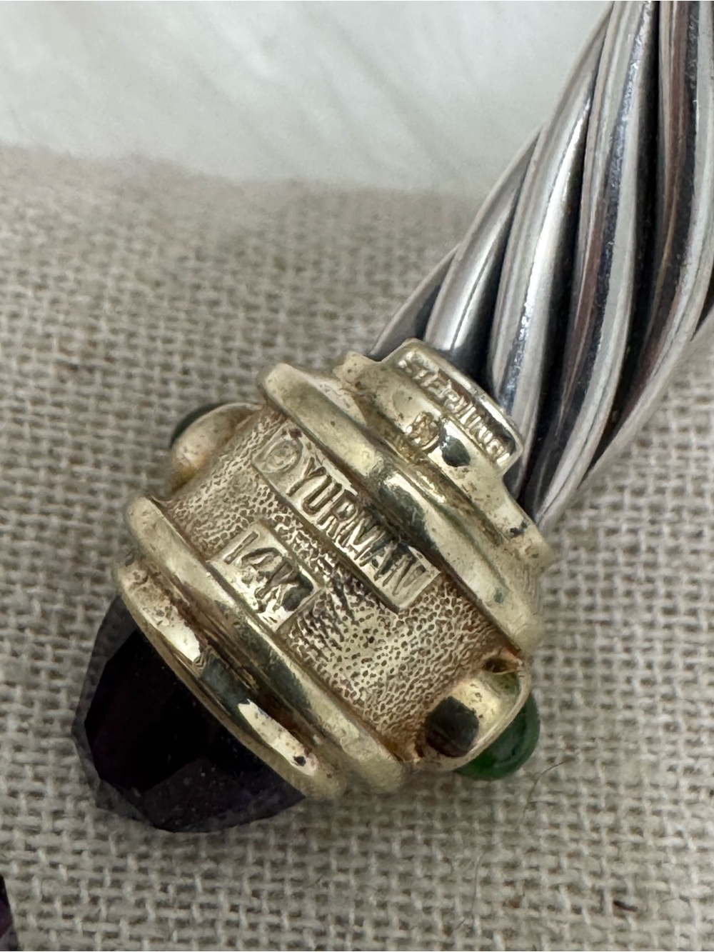David Yurman 10mm Renaissance Amethyst Pink Tourmaline Emerald Cable Bracelet - Picture 11 of 16